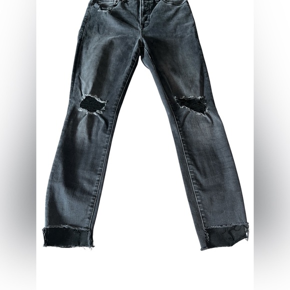 GOOD AMERICAN High Rise Good Waist Crop Skinny Jeans Washed Black Size 4 / 27 - Picture 7 of 10